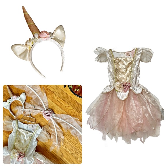 Unicorn Fairy Princess Costume Set with Velcro Wings & Horn/Ears Headband Sz 6X - Picture 1 of 11